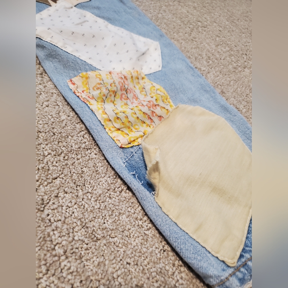 Zara Multicolor Patchwork Straight Leg Jeans - image 6